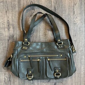 Etienne Aigner Vintage Green & Gold Hardware Handbag with Crossbody Strap
